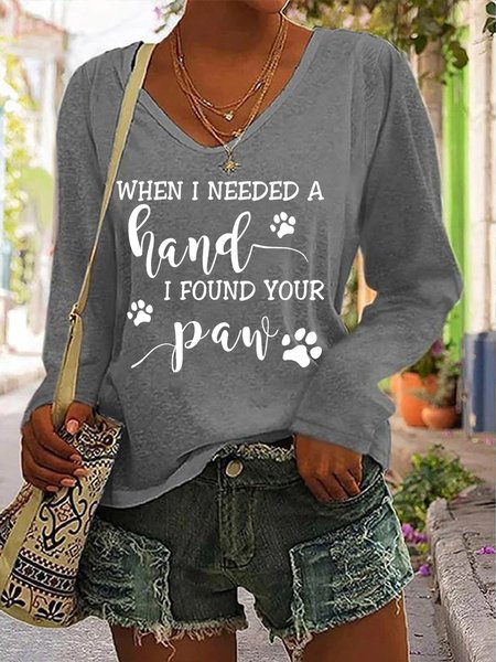 

When I needed a hand I found your paw T-shirt, Gray, Long sleeves