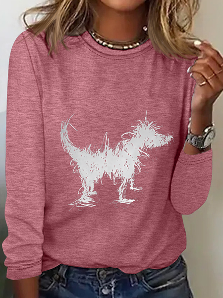 

Fun Furry Puppy Art Casual Long Sleeve Shirt, Watermelon, Long sleeves