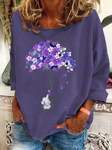 

Women's I Will Remember For You Dementia Alzheimer's Disease Awareness Print Casual Sweatshirt, Deep purple, Hoodies&Sweatshirts