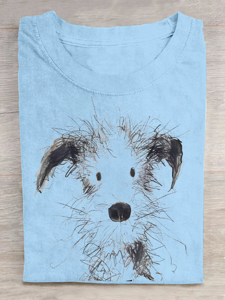 

Fun Furry Puppy Art Cotton T-Shirt, Sky blue, T-shirts