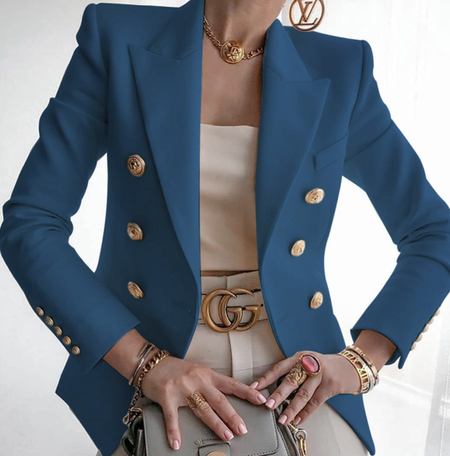

Women's Autumn Outerwear Casual Plain Long Sleeve Jacket, Lake blue, Jackets