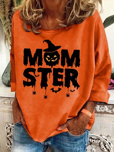 

Mom Ster Monster Halloween Casual Sweatshirt, Orange, Hoodies&Sweatshirts