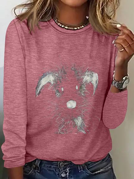 

Fun Furry Puppy Art Casual Long Sleeve Shirt, Watermelon, Long sleeves