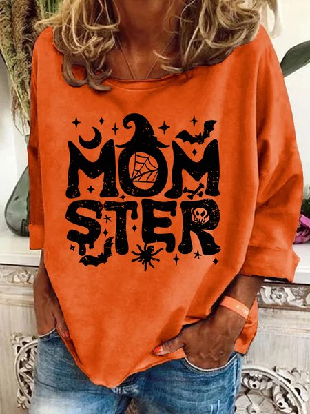 

Momster Halloween Mom Casual Sweatshirt, Orange, Hoodies&Sweatshirts