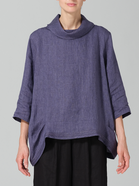 

Plain Linen Cotton And Linen Blouse, Royal blue, Long/Full Length Sleeve