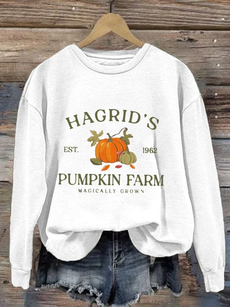 Women's Halloween Printed Sweatshirt, White, Hoodies&Sweatshirts