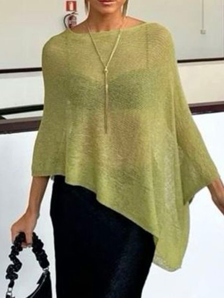 

Asymmetric Raglan Sleeves Boat Neck Urban Loose Sweater, As picture, Pullovers