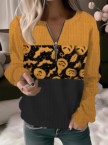 

Casual Crew Neck Halloween Sweatshirt, Orange red, Hoodies & Sweatshirts