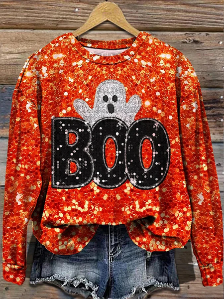 

Halloween Design Casual Pullover Sweatshirt, Orange, Hoodies&Sweatshirts