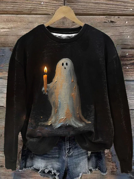 

Halloween Spooky Candles Painting Print Sweatshirt, Black, Hoodies&Sweatshirts