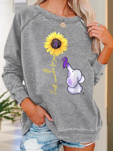 

Elephant I Will Remember For You Sunflower Alzheimer Casual Sweatshirt, Light gray, Hoodies&Sweatshirts