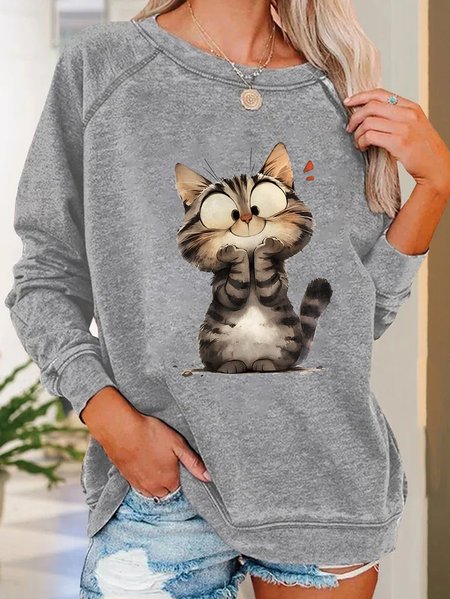 

Funny Cat Casual Sweatshirt, Light gray, Hoodies&Sweatshirts