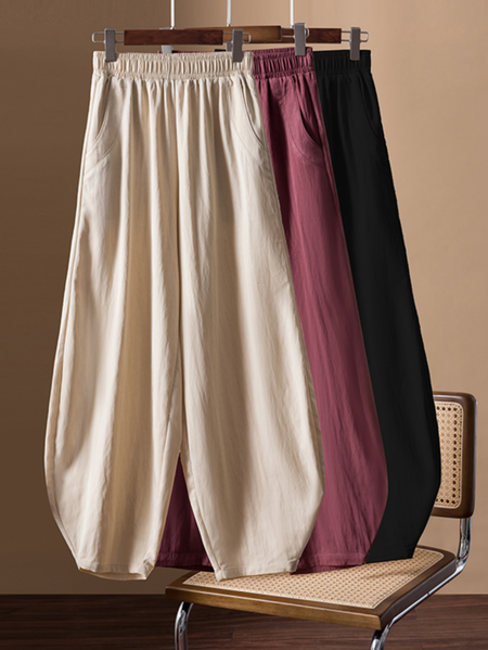 

Linen Plain Cotton And Linen Loose Pants, Apricot, Pants