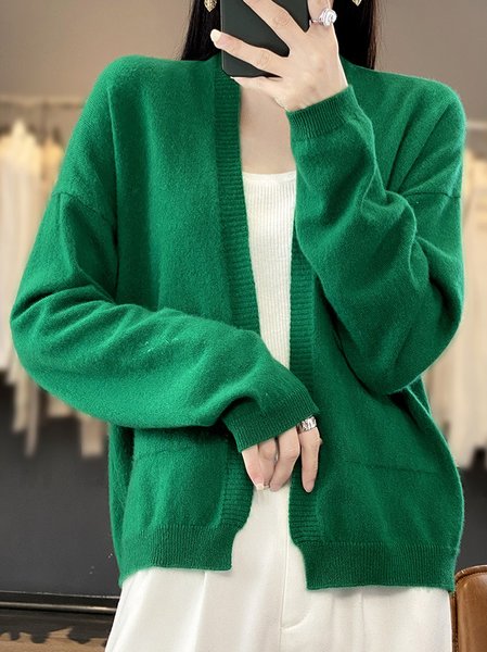 

Casual Loose Wrap Cardigan, Green, Sweaters & Cardigans