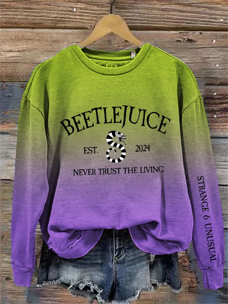 Halloween Horror Movie 2024 Inspired Gradient Sweatshirt, Green, Hoodies&Sweatshirts