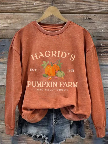 

Women's Halloween Printed Sweatshirt, Orange, Hoodies&Sweatshirts
