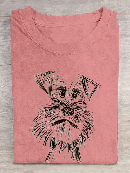 

The Lovely Dog Print Vintage Cotton T-shirt, Orange pink, T-shirts