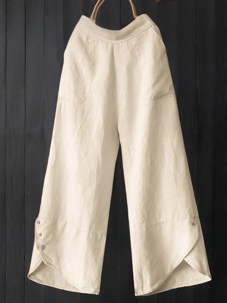 

Linen Loose Linen Pants, Apricot, Pants