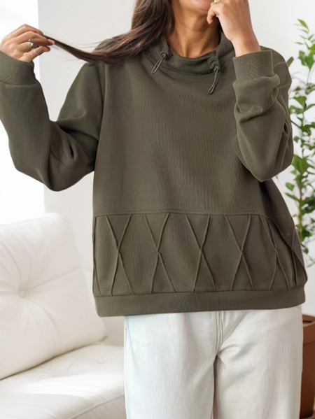 

Linen Plain Sweatshirt, Deep green, Long Sleeves