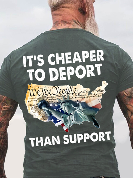

It's Cheaper To Deport Back Cotton T-Shirt, Dark gray, T-shirts