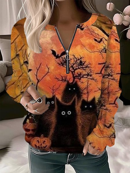 

Casual Crew Neck Halloween Sweatshirt, Multicolor, Hoodies & Sweatshirts