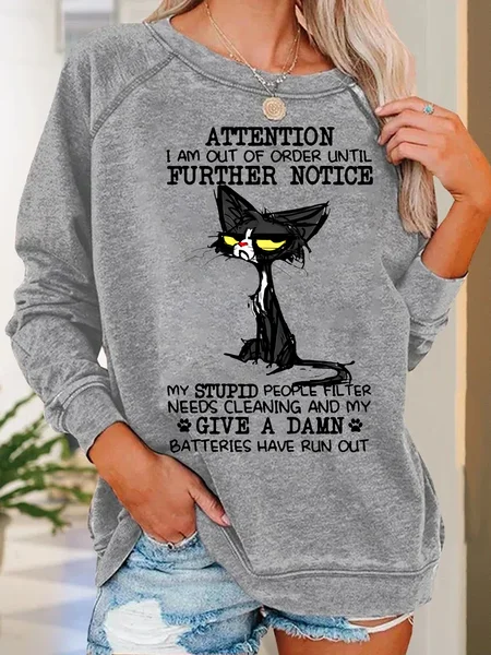 

Funny Attention I Am Out Of Order Casual Sweatshirtw, Light gray, Hoodies&Sweatshirts