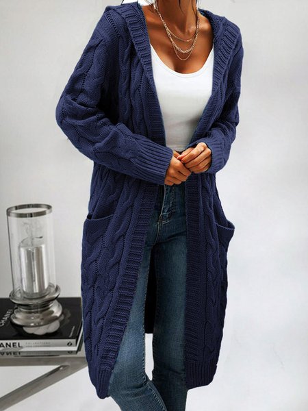 

Casual Hoodie Loose Pocket Stitching Cardigan, Navyblue, Sweaters & Cardigans