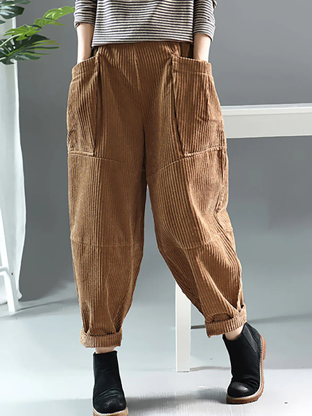 

Casual Plain Cotton Pants, Khaki, Pants