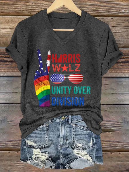 

Women's Unity Over Division Print T-Shirt, Deep gray, T-shirts