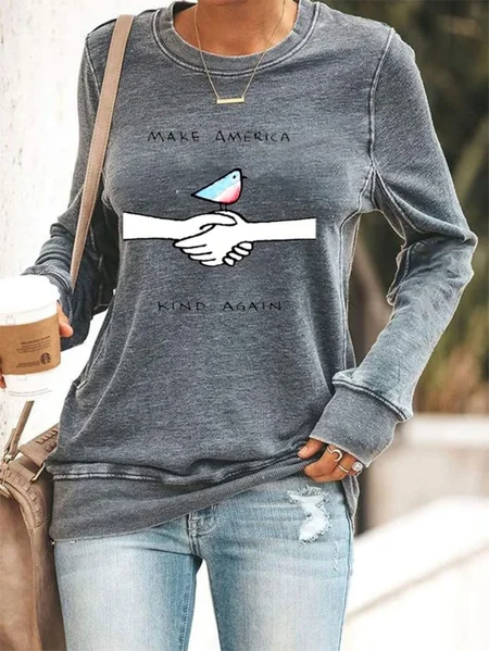 

Women's Make America Kind Againd Printed Sweatshirt, Gray, Hoodies&Sweatshirts