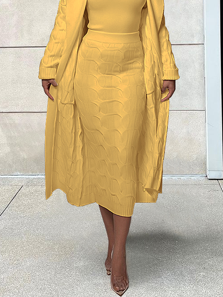 

Medium Elasticity Plain Tight Elegant Midi Skirt, Yellow, Skirts