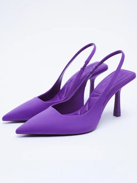 

Stiletto Heel Elegant Plain All Season Flat, Purple, Heels