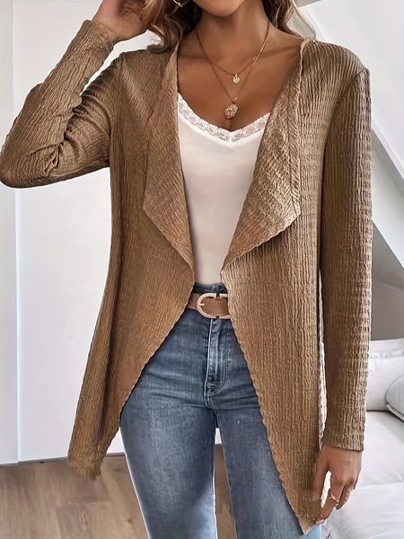 

Women's Spring/Fall Outerwear Casual Plain Shawl Jacket, Khaki, Kimonos