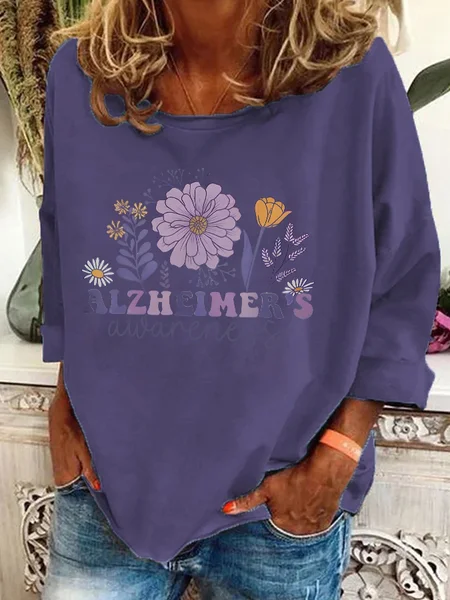 

Alzheimer Alzheimers Awareness Dementia Awareness Retro Casual Sweatshirt, Deep purple, Hoodies&Sweatshirts