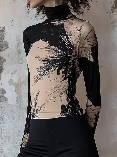 

Tight Casual Regular Sleeve T-Shirt, As picture, Tees