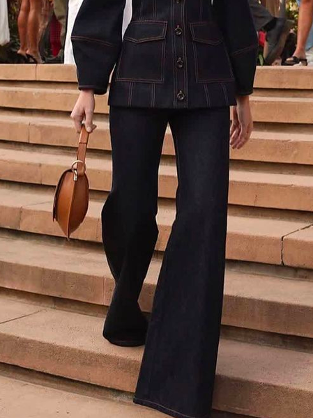 Plain Regular Fit Casual Jeans, Blue, Jeans