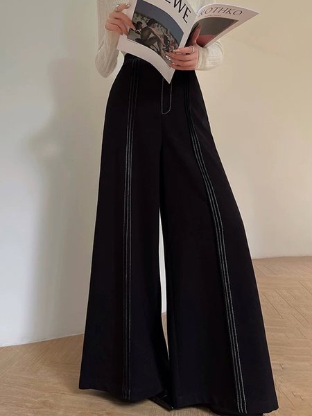 

Loose Color Block Urban Pants, Black, Pants