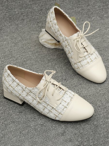 

Plain Chunky Heel All Season Deep Mouth Single Shoe, Apricot, Oxfords