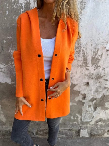 

Plain Wrap Casual Loose Kimono, Orange, Outerwear