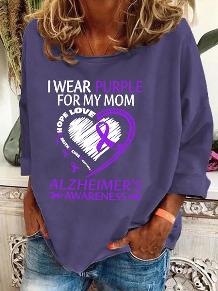 

I Wear Purple For Mom With My Heart Alzheimer Casual Sweatshirt, Deep purple, Hoodies&Sweatshirts