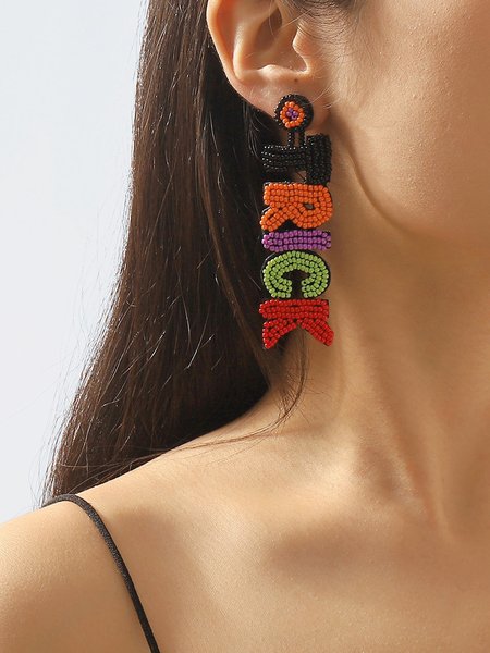 

Halloween Holiday Letter Pattern Dangle, As picture, Earrings