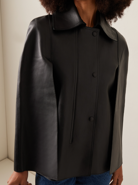 

Urban Buttoned Shawl Collar Faux Leather Coat, Black, Jackets