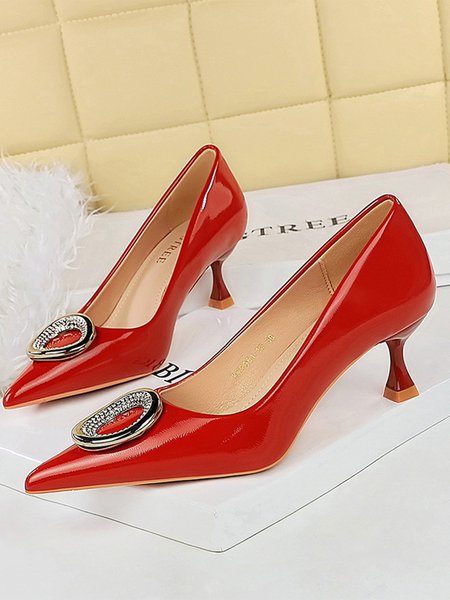 

Pu Elegant Stiletto Heel All Season Flat, Red, Heels