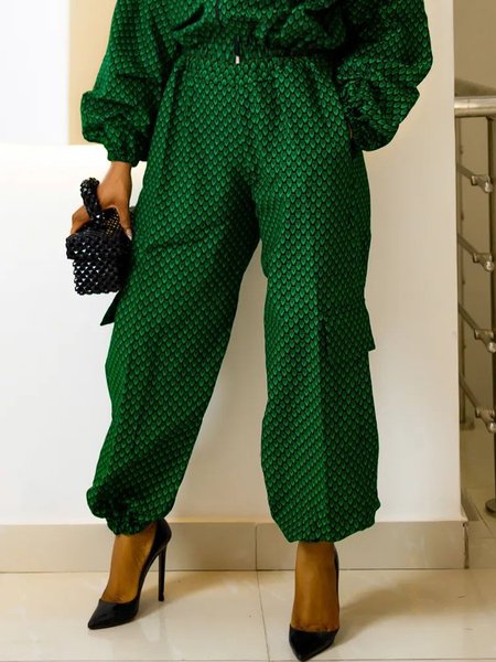 

Urban Regular Size Loose O-Line Pants, Green, Pants