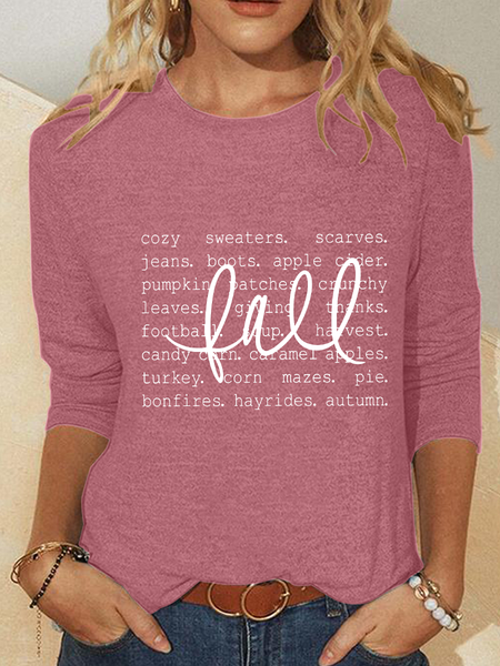 

Fall Definition Words Casual Long Sleeve Shirt, Watermelon, Long sleeves