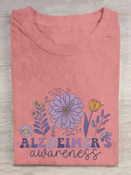 

Alzheimer Alzheimers Awareness Dementia Awareness Retro Cotton T-shirt, Orange pink, T-shirts