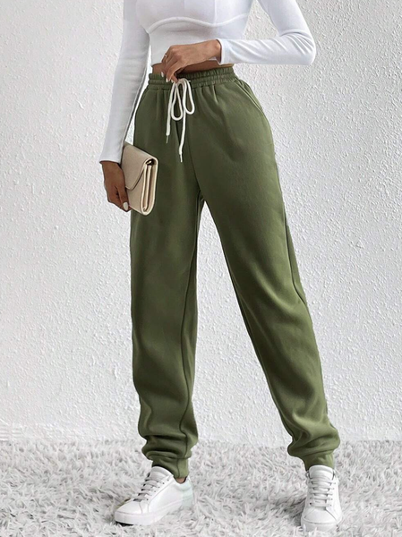

Casual Plain Long Pant, Army green, Pants