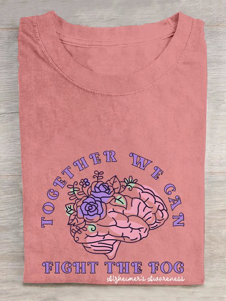 

Support Alzheimer's Purple Ribbon Cotton T-shirt, Orange pink, T-shirts