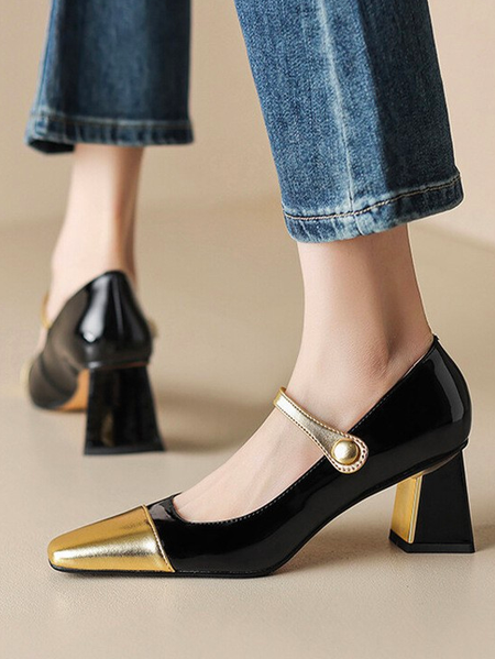 

Elegant Color Block All Season Mary Jane, Black, Heels