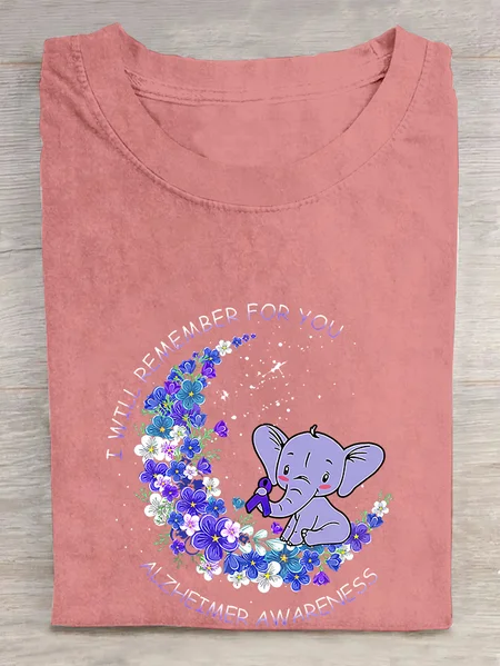

Alzheimer's Awareness Forget Me Not I Will Remember For You Cotton T-shirt, Orange pink, T-shirts
